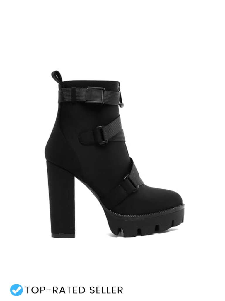 Women's Chunky Platform Lace-Up Booties Faux Leather